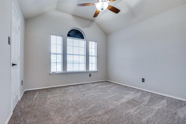 1403 Bosher Dr, Cedar Hill, TX 75104 - unfurnished room featuring ceiling fan, carpet floors, and vaulted ceiling