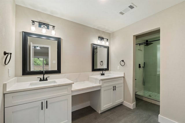 809 Havenwood Ln S, Fort Worth, TX 76112 - full bathroom with a stall shower, vanity, and tile patterned flooring