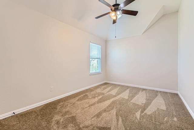 140 Godstone Ln, Prosper, TX 75078 - empty room featuring carpet floors, vaulted ceiling, and a ceiling fan