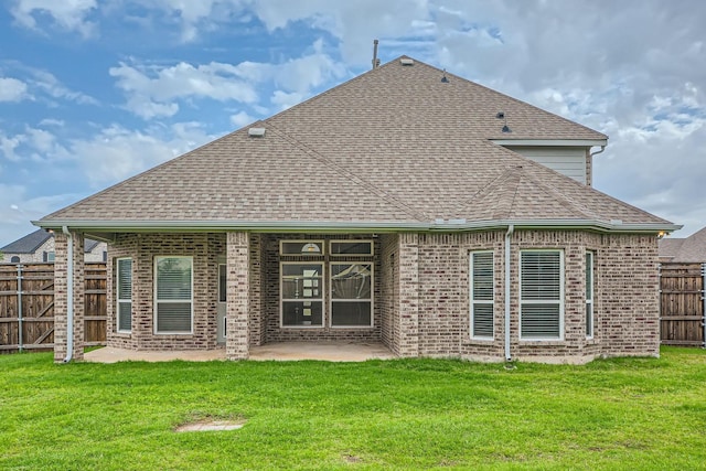 140 Godstone Ln, Prosper, TX 75078 - rear view of house featuring brick siding, roof with shingles, and a patio area