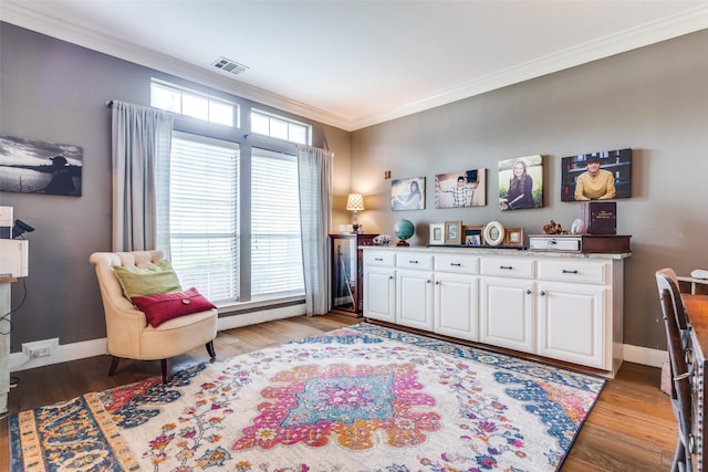200 Stone Hollow Ct, Prosper, TX 75078 - sitting room featuring ornamental molding and light wood-style flooring