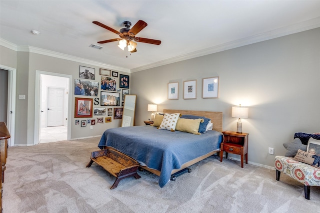 200 Stone Hollow Ct, Prosper, TX 75078 - carpeted bedroom with ornamental molding and ceiling fan