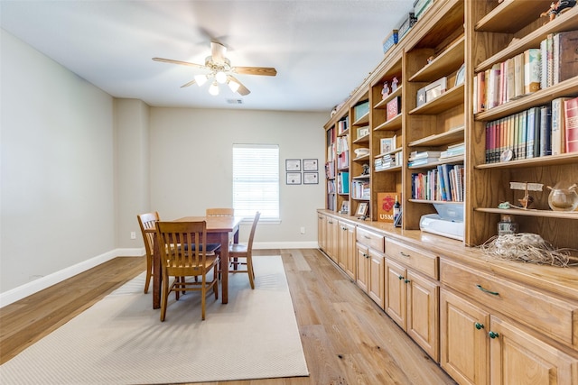 200 Stone Hollow Ct, Prosper, TX 75078 - dining space featuring a ceiling fan and light wood finished floors