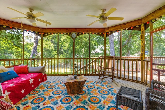 200 Stone Hollow Ct, Prosper, TX 75078 - sunroom with ceiling fan and outdoor lounge area