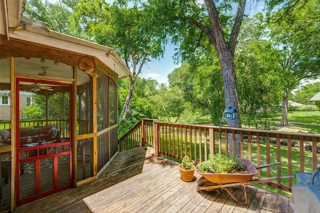 200 Stone Hollow Ct, Prosper, TX 75078 - deck with a sunroom and ceiling fan