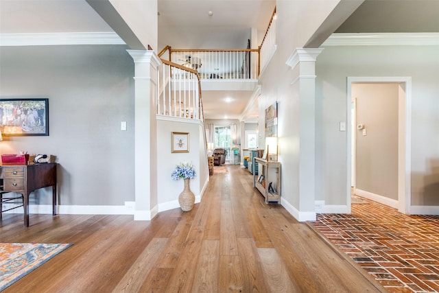200 Stone Hollow Ct, Prosper, TX 75078 - foyer entrance featuring ornamental molding and ornate columns