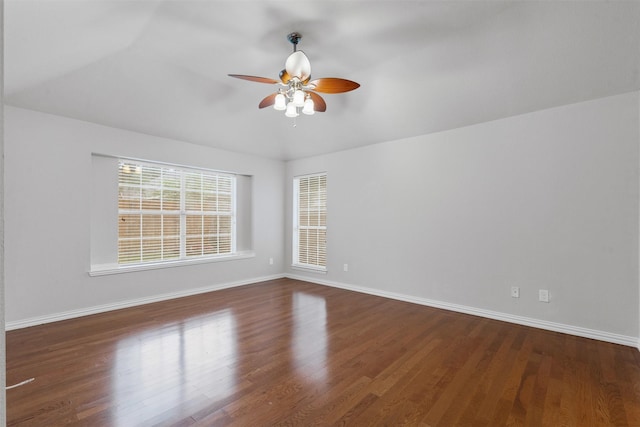 8128 Hosta Way, Fort Worth, TX 76123 - empty room with a ceiling fan, wood finished floors, and lofted ceiling