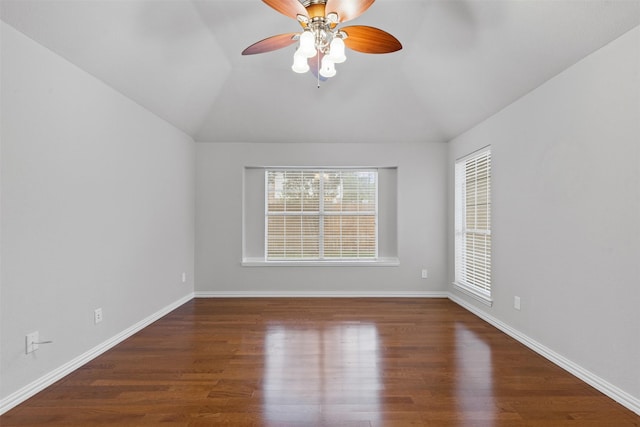 8128 Hosta Way, Fort Worth, TX 76123 - spare room with wood finished floors, a ceiling fan, and lofted ceiling