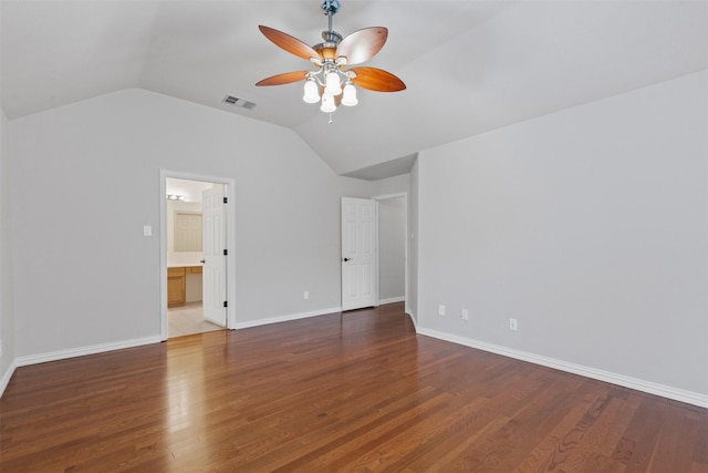 8128 Hosta Way, Fort Worth, TX 76123 - unfurnished bedroom with vaulted ceiling, wood finished floors, ensuite bathroom, and ceiling fan
