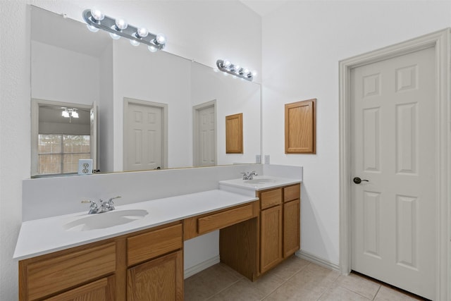 8128 Hosta Way, Fort Worth, TX 76123 - bathroom with double vanity and tile patterned floors