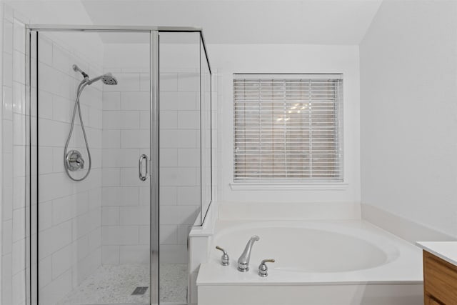 8128 Hosta Way, Fort Worth, TX 76123 - full bath featuring a garden tub, a shower stall, and vanity