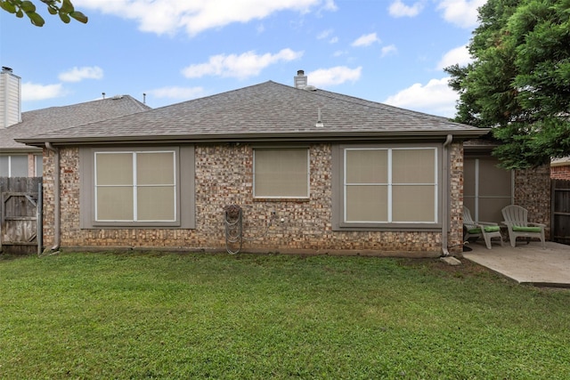 8128 Hosta Way, Fort Worth, TX 76123 - rear view of property featuring a patio area, a shingled roof, and a chimney