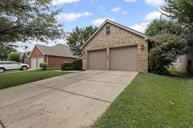 8128 Hosta Way, Fort Worth, TX 76123 - view of front facade with brick siding, a garage, a front yard, and driveway