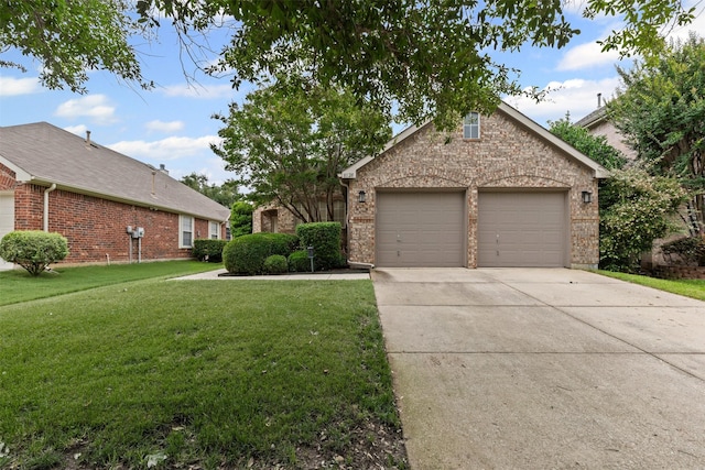 8128 Hosta Way, Fort Worth, TX 76123 - view of front of property with brick siding, concrete driveway, a front yard, and an attached garage
