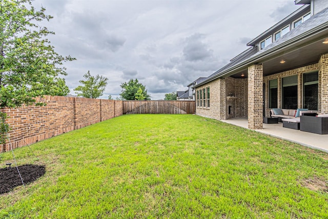 2150 Bristlegrass Rd, Frisco, TX 75033 - fenced backyard featuring outdoor lounge area and a patio