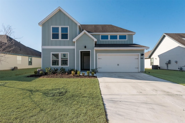 729 Amelia Ct, Pilot Point, TX 76258 - view of front of property featuring board and batten siding, concrete driveway, an attached garage, and a front yard