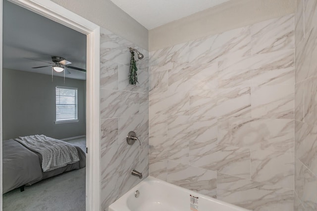 5909 Eisenhower Dr, Fort Worth, TX 76112 - bathroom with ensuite bath,  shower combination, and a ceiling fan
