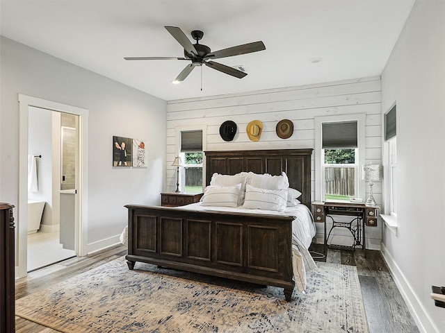 403 Sonoma Ct, Sherman, TX 75092 - bedroom featuring wood finished floors, ensuite bathroom, and a ceiling fan