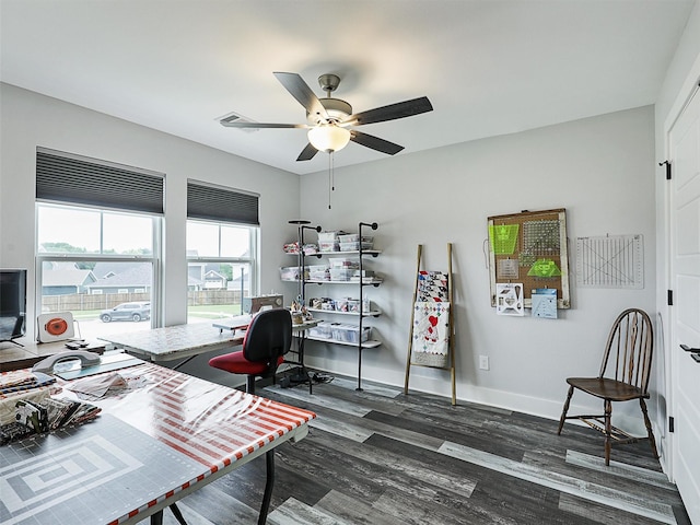 403 Sonoma Ct, Sherman, TX 75092 - office featuring ceiling fan and dark wood finished floors