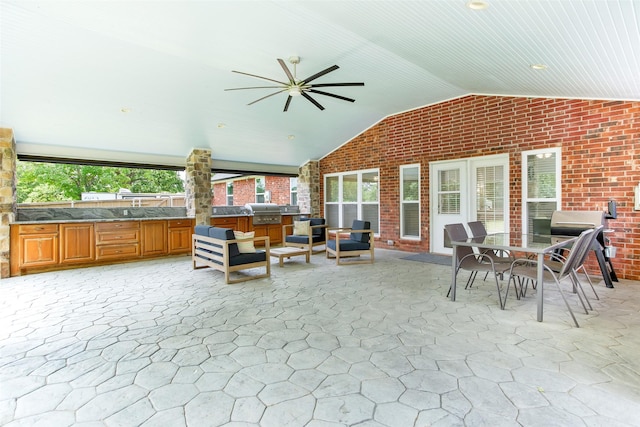 2104 Turtlecreek, Denison, TX 75020 - view of patio / terrace with an outdoor kitchen and ceiling fan