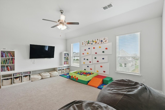 824 10th St, Argyle, TX 76226 - playroom with ceiling fan and carpet