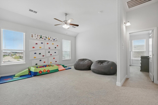 824 10th St, Argyle, TX 76226 - rec room with light carpet, plenty of natural light, and a ceiling fan