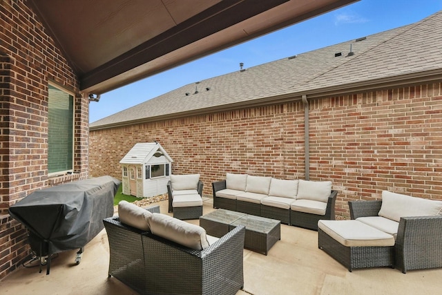824 10th St, Argyle, TX 76226 - view of patio / terrace featuring area for grilling and an outdoor living space
