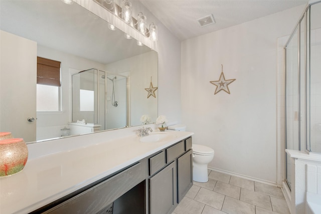 104 Singleton Dr, Royse City, TX 75189 - bathroom with vanity, a shower stall, and tile patterned flooring