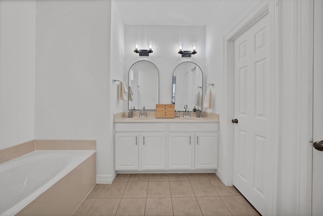 4517 Evanshire Way, Mckinney, TX 75070 - full bathroom with tile patterned flooring, double vanity, and a garden tub