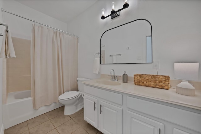 4517 Evanshire Way, Mckinney, TX 75070 - full bathroom featuring vanity, tile patterned flooring, and shower / bathtub combination with curtain
