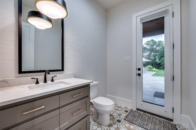 2110 Honey Ln, Celina, TX 75009 - half bathroom with vanity and tile patterned floors
