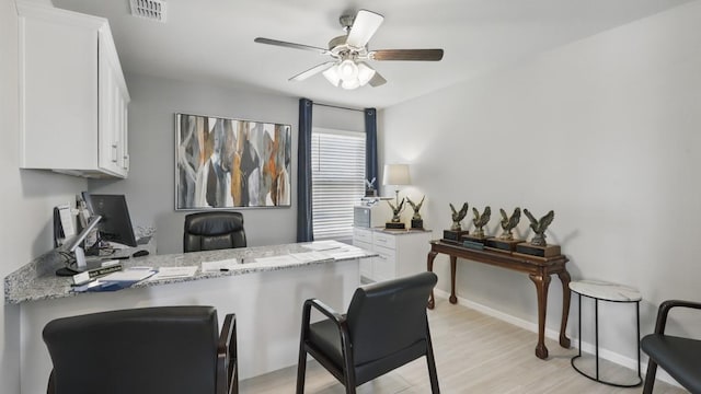 1517 Cansler Dr, Denton, TX 76249 - office space featuring ceiling fan and light wood-style floors