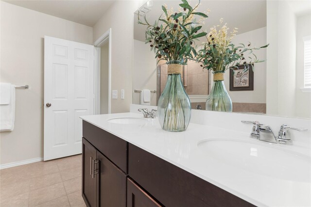 1105 Trace Dr, Aubrey, TX 76227 - full bath featuring double vanity and tile patterned flooring