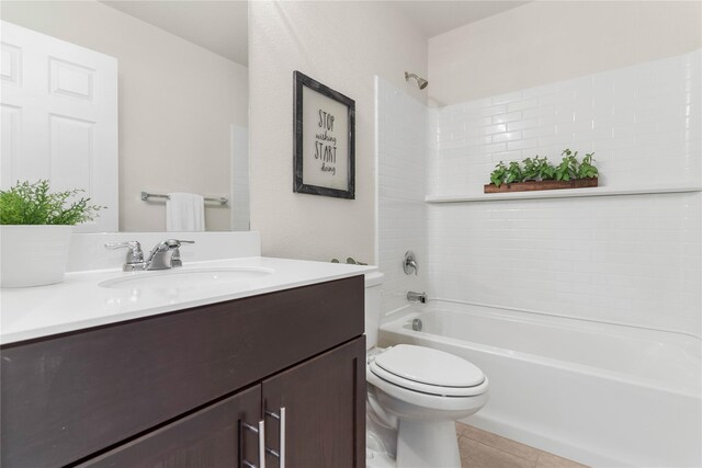 1105 Trace Dr, Aubrey, TX 76227 - full bathroom with vanity, shower / bathtub combination, and tile patterned floors