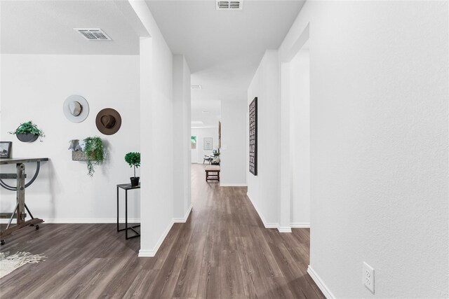 1105 Trace Dr, Aubrey, TX 76227 - hall featuring dark wood-style flooring