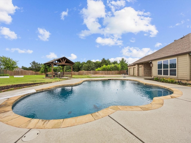 3241 Mindy Ln, Midlothian, TX 76065 - view of swimming pool with a gazebo, a fenced backyard, and a patio