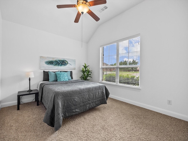 3241 Mindy Ln, Midlothian, TX 76065 - carpeted bedroom featuring vaulted ceiling and ceiling fan