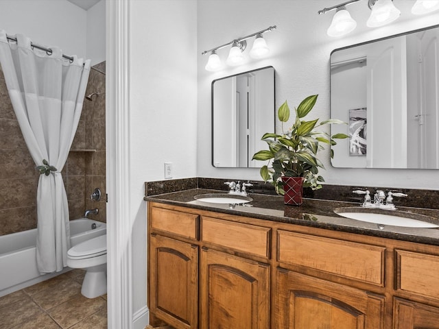 3241 Mindy Ln, Midlothian, TX 76065 - full bathroom featuring double vanity and shower / tub combo with curtain
