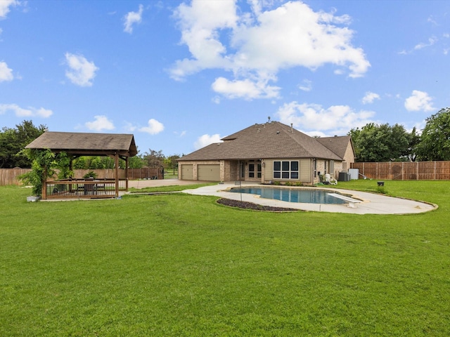 3241 Mindy Ln, Midlothian, TX 76065 - view of swimming pool featuring a gazebo, a fenced backyard, and a diving board