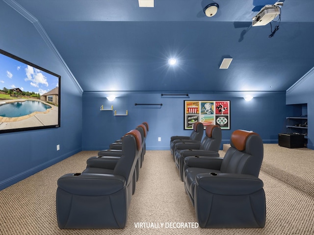3241 Mindy Ln, Midlothian, TX 76065 - carpeted home theater featuring crown molding and baseboards