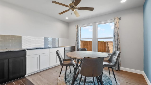 1270 Quartzite St, Cedar Hill, TX 75104 - dining room with light wood finished floors, recessed lighting, and ceiling fan