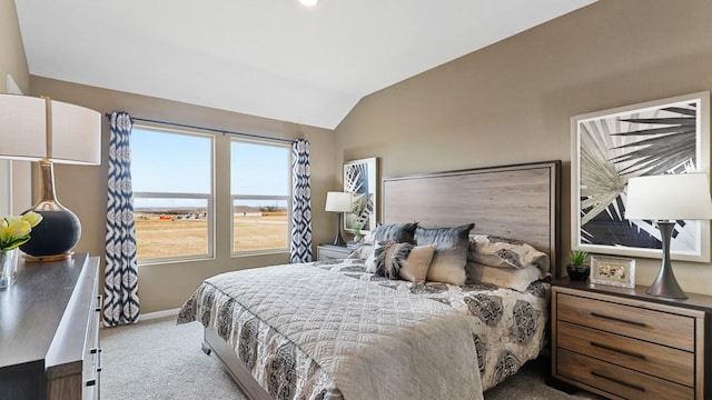 118 Gerber Ln, Boyd, TX 76023 - carpeted bedroom with lofted ceiling and baseboards