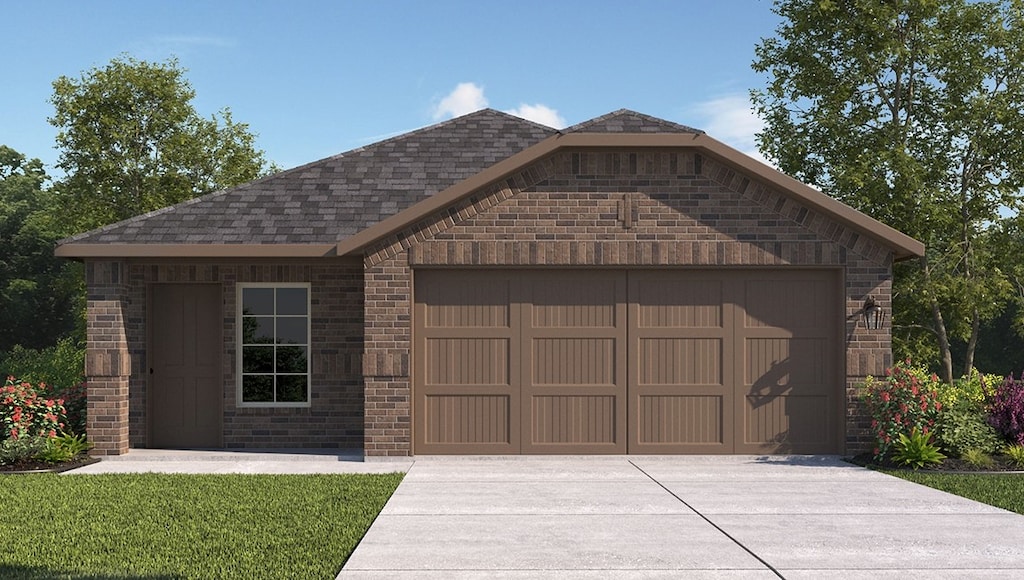 114 Gerber Ln, Boyd, TX 76023 - view of front facade with an attached garage, driveway, and brick siding