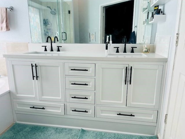 2009 Reddenson Dr, Carrollton, TX 75010 - bathroom with a stall shower and double vanity