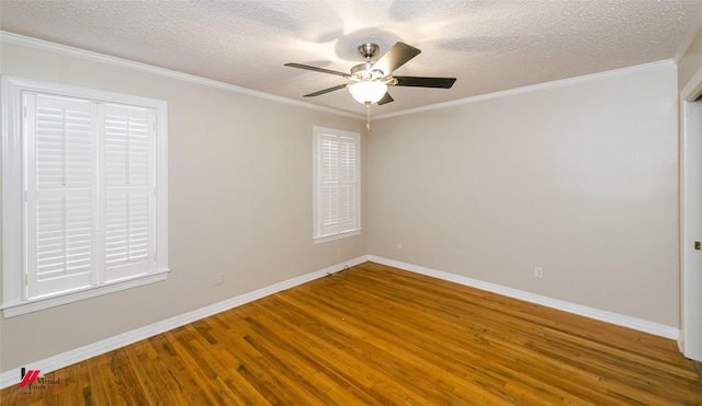 416 Albany Ave, Shreveport, LA 71105 - unfurnished room with wood finished floors, ceiling fan, a textured ceiling, and crown molding