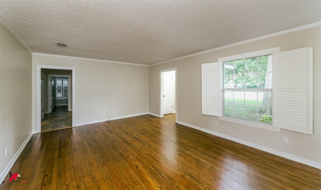 416 Albany Ave, Shreveport, LA 71105 - empty room featuring a textured ceiling, dark wood-type flooring, and ornamental molding