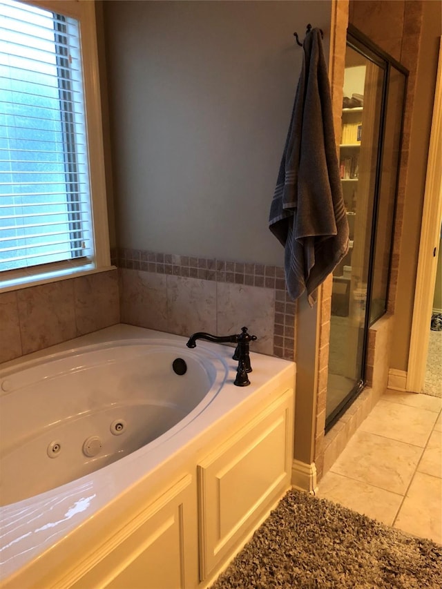 413 Fair Oaks St, Bossier City, LA 71112 - full bath featuring a stall shower, a tub with jets, and tile patterned floors