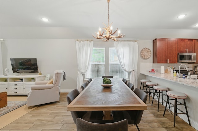 2409 Ross Ave, Fort Worth, TX 76164 - dining room featuring a chandelier and recessed lighting