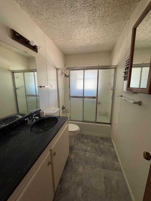 3560 Regal Rd, Fort Worth, TX 76111 - full bathroom with vanity, shower / bath combination with glass door, and a textured ceiling