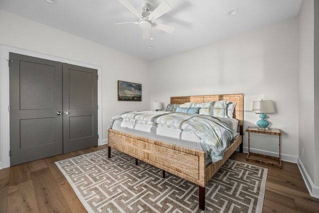 3560 Pleasant Run Cir, Athens, TX 75752 - bedroom featuring wood finished floors, a ceiling fan, and recessed lighting